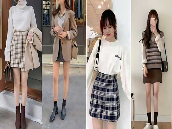 Chân váy kẻ caro mặc với áo gì - Áo khoác blazer