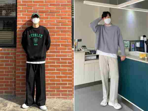 Sweater + Quần kaki ống rộng + Giày lười