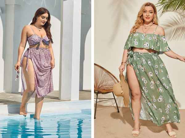 Cách phối đồ đi biển cho nữ béo kết hợp váy maxi dài